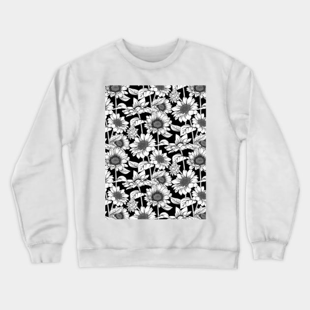 Sunflowers Line Art Crewneck Sweatshirt by Designoholic